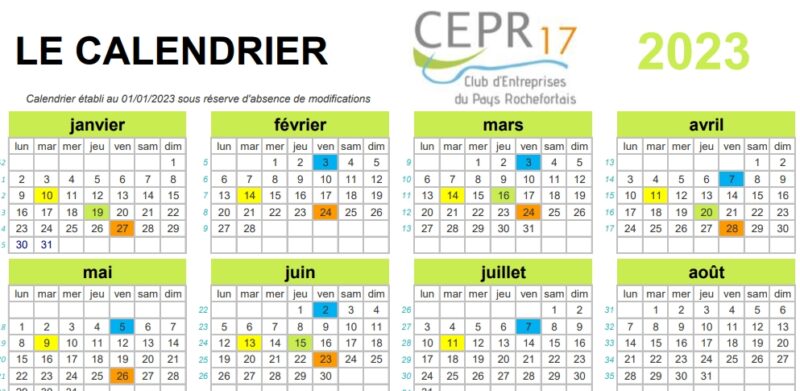 Extrait du calendrier 2023